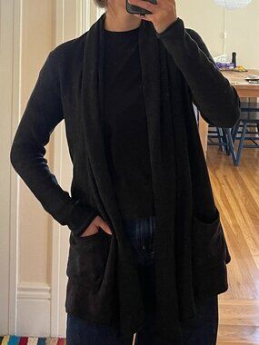 Talula Babaton Charcoal Cashmere Grey Shawl Collar Cardigan (Aritzia)